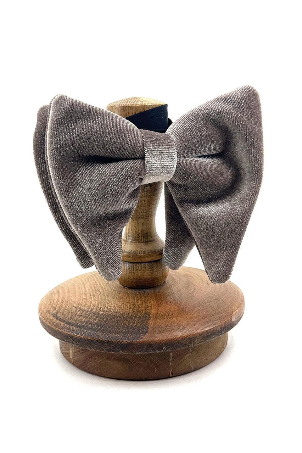 Vizon Renk Kadife Düz Papyon P1724