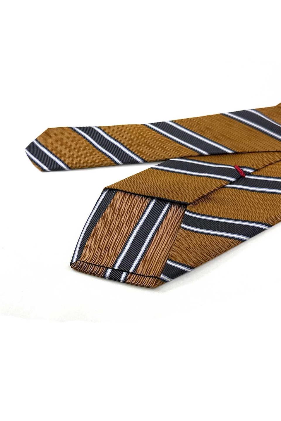 Westerfield Style Hardal Çizgi Desen İtalyan İpek Kravat İK2008