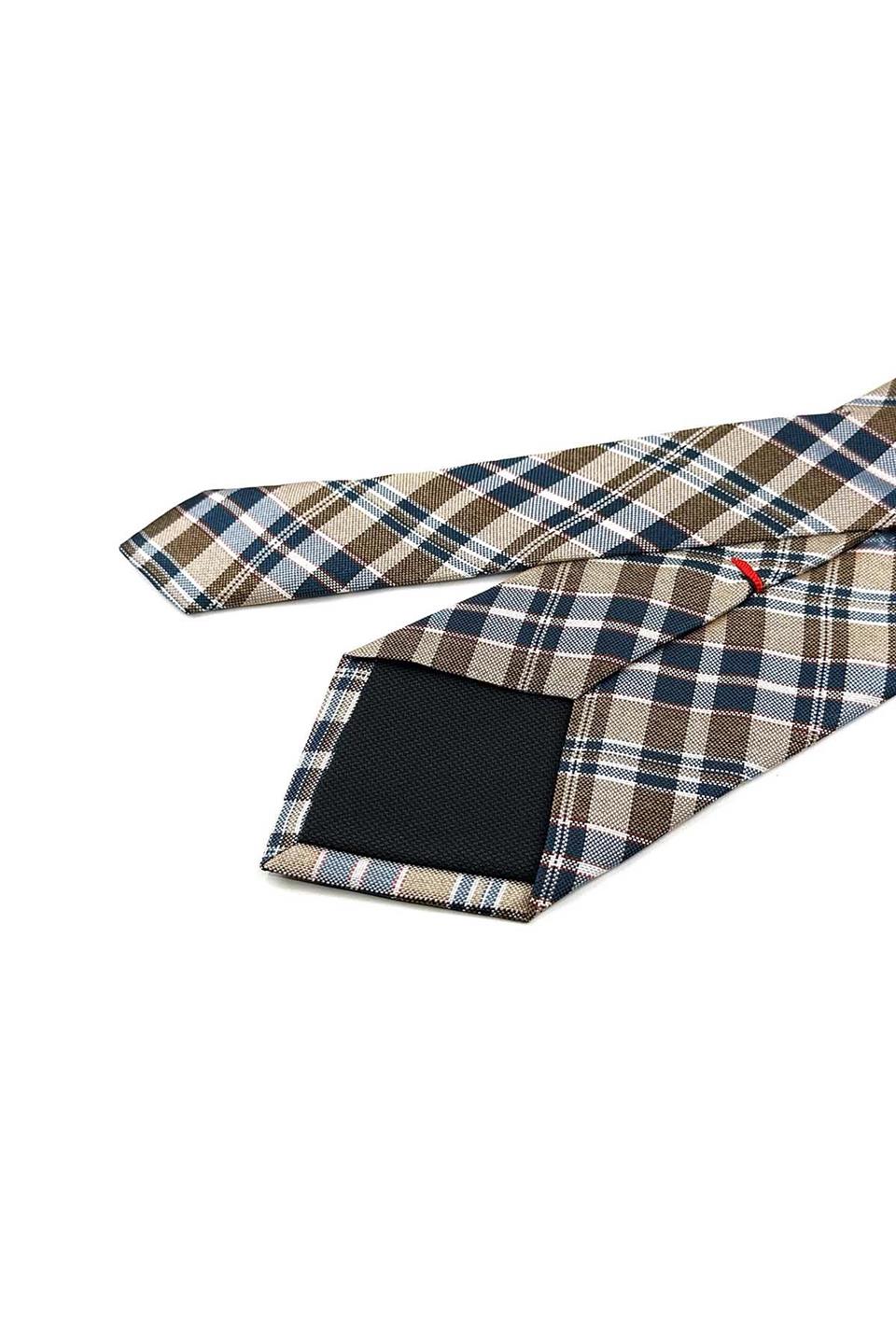Worcester Style Bej Ekose Desen İtalyan İpek Kravat İK1972