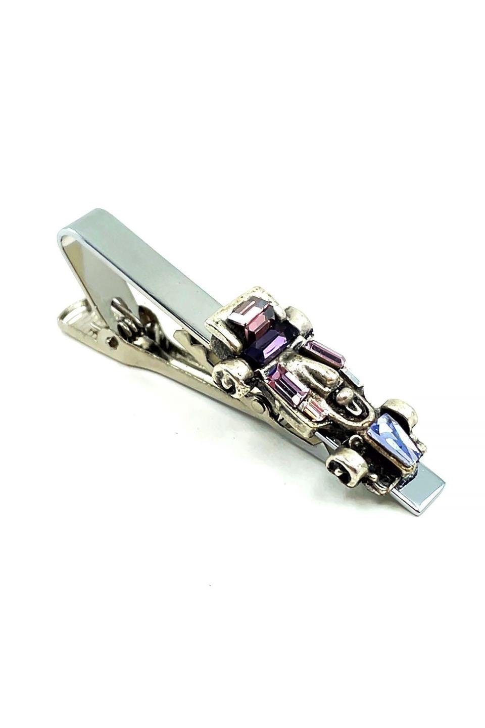 Yarış Arabası Motifli Lila Taşlı Kravat İğnesi KIY701