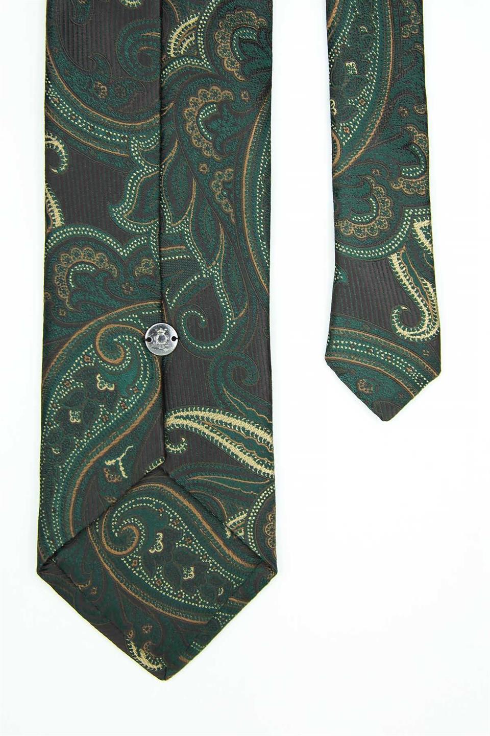 Yeşil - Bej Şal Kravat