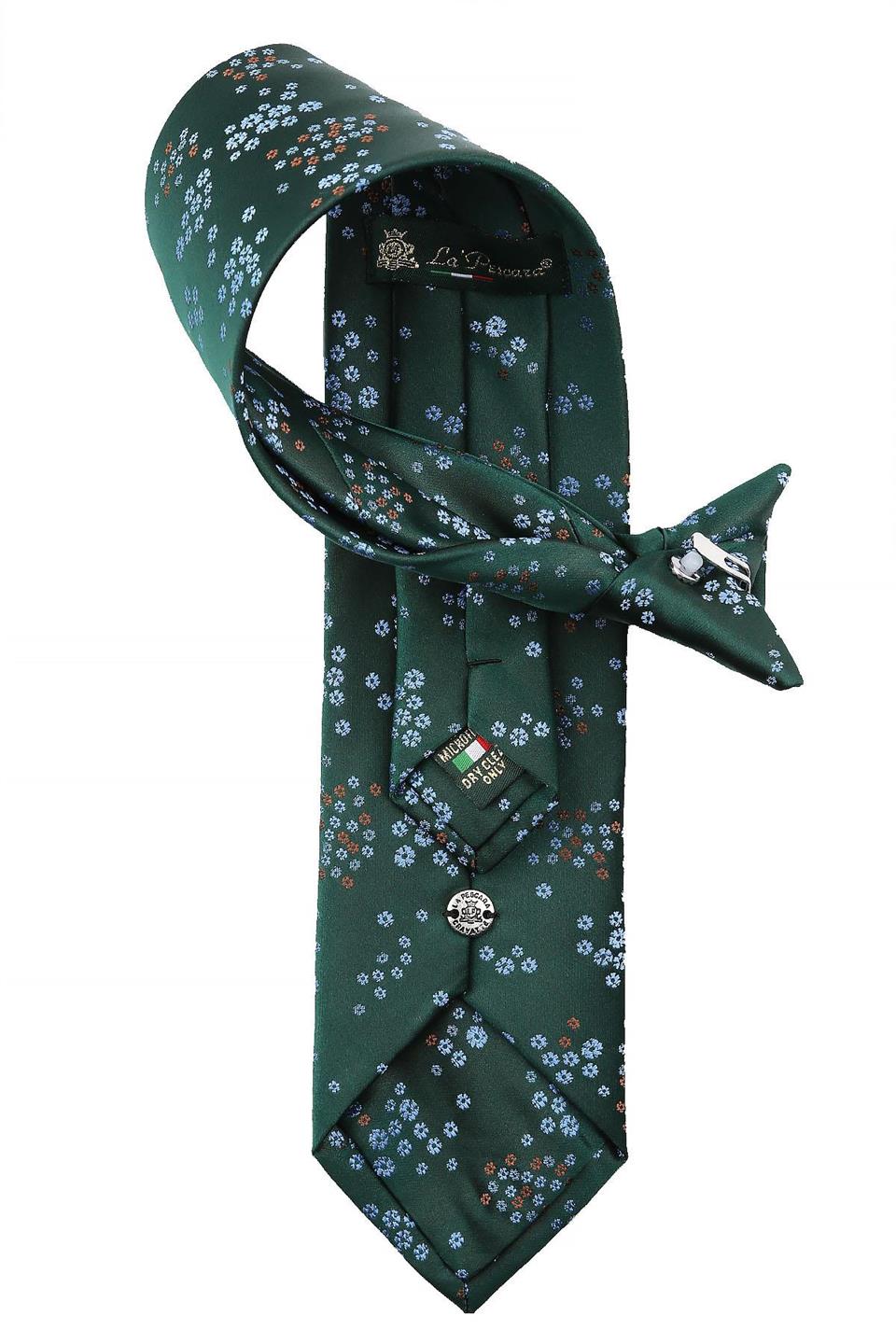 Yeşil Çiçek Desen Klipsli Kravat KLP331