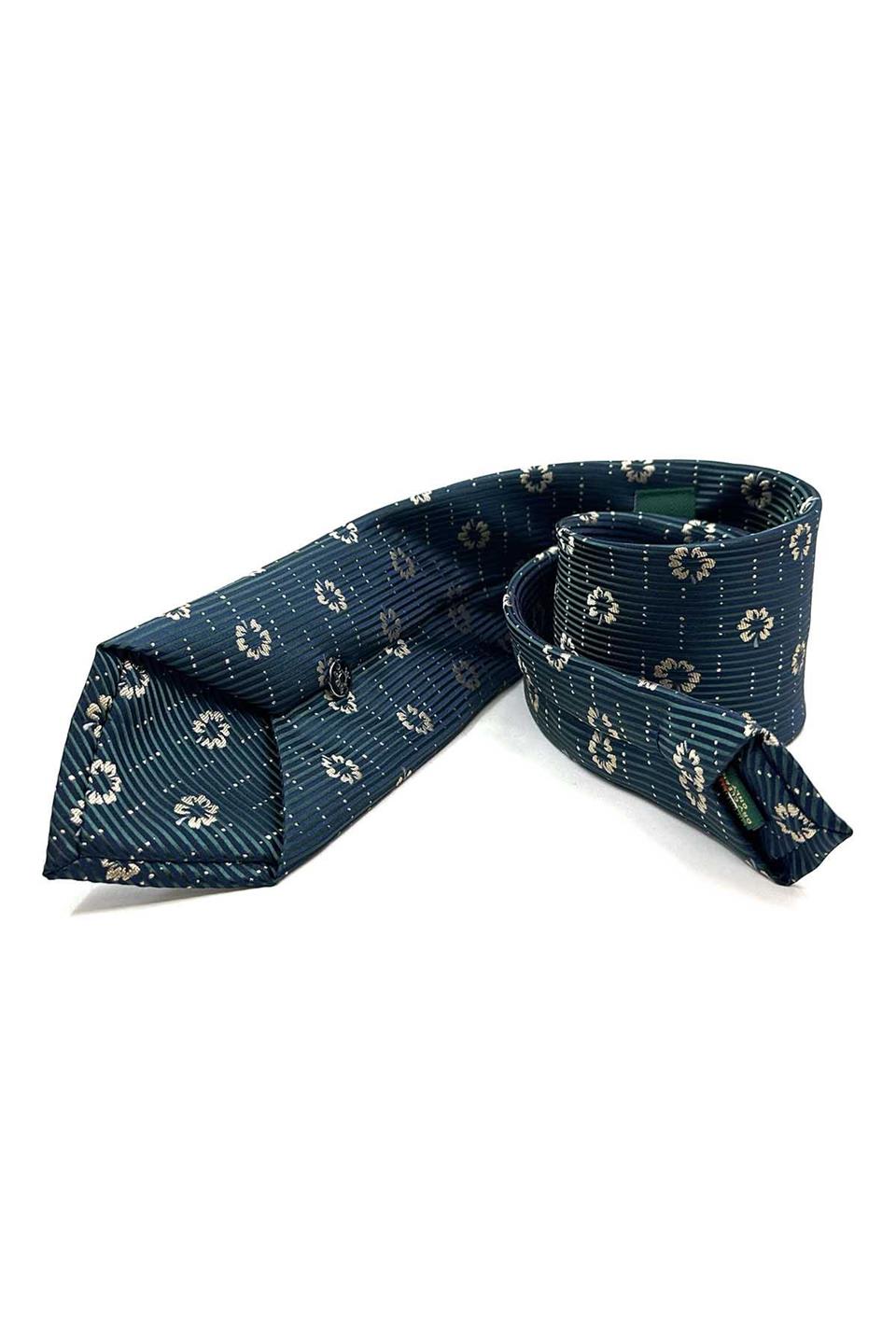 Yeşil Çiçek Desen Mendilli Klasik Kravat KK13021