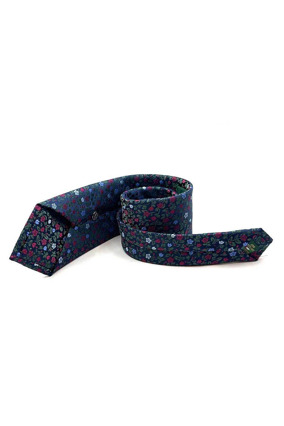 Yeşil Çiçek Desen Mendilli Klasik Kravat KK12980