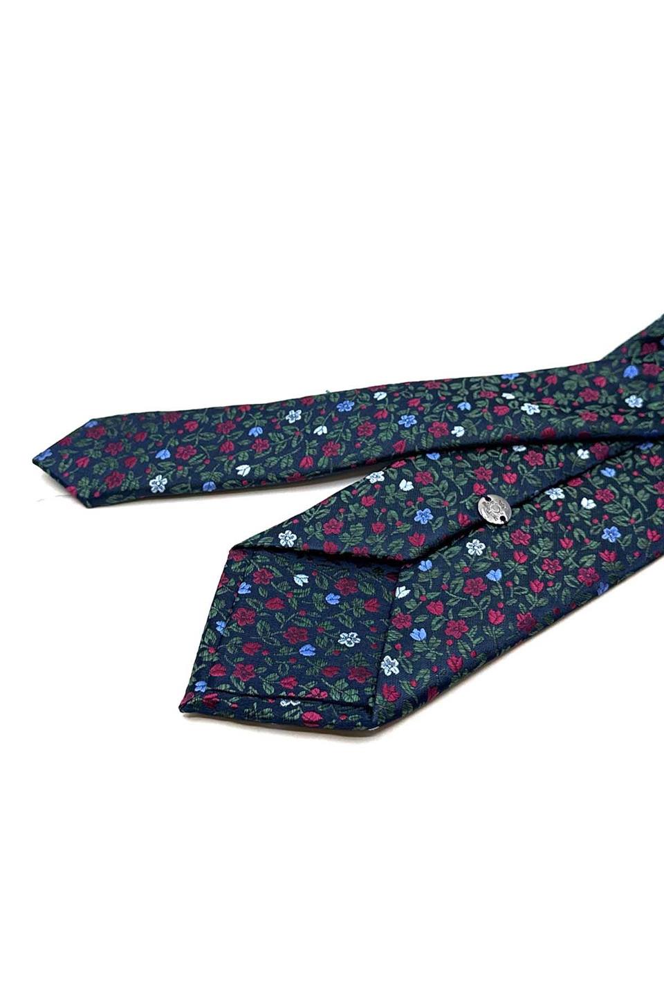 Yeşil Çiçek Desen Mendilli Klasik Kravat KK12980