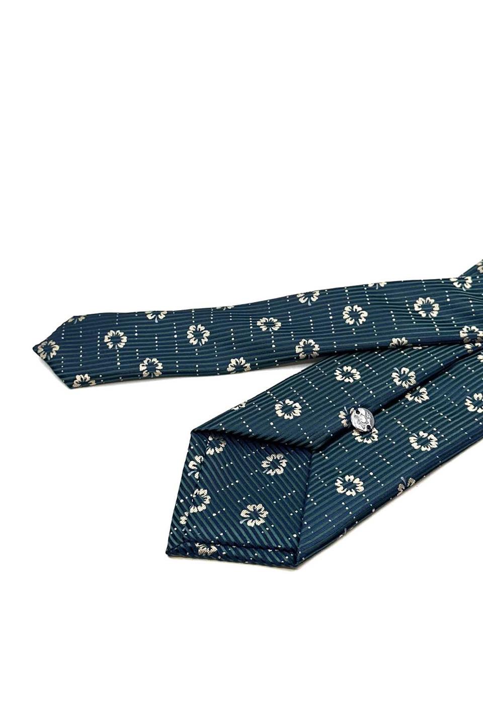 Yeşil Çiçek Desen Mendilli Klasik Kravat KK13021