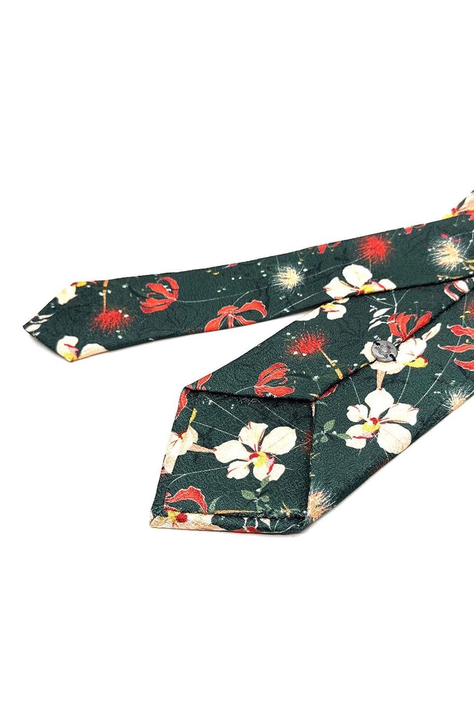 Yeşil Çiçek Desen Mendilli Klasik Kravat KK11778