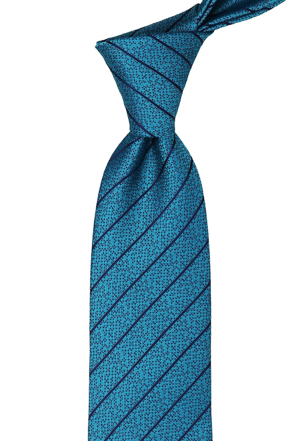 Yeşil Çizgi Desen Mendilli Klasik Kravat KK9934