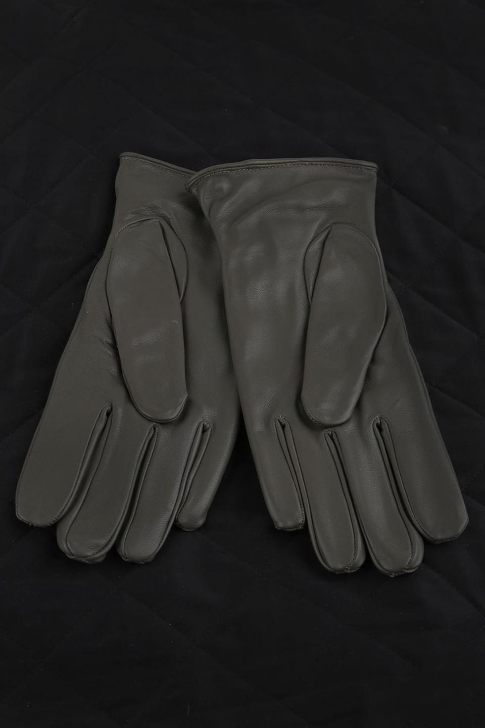 Yeşil Düz Hakiki Deri Erkek Eldiven EL36