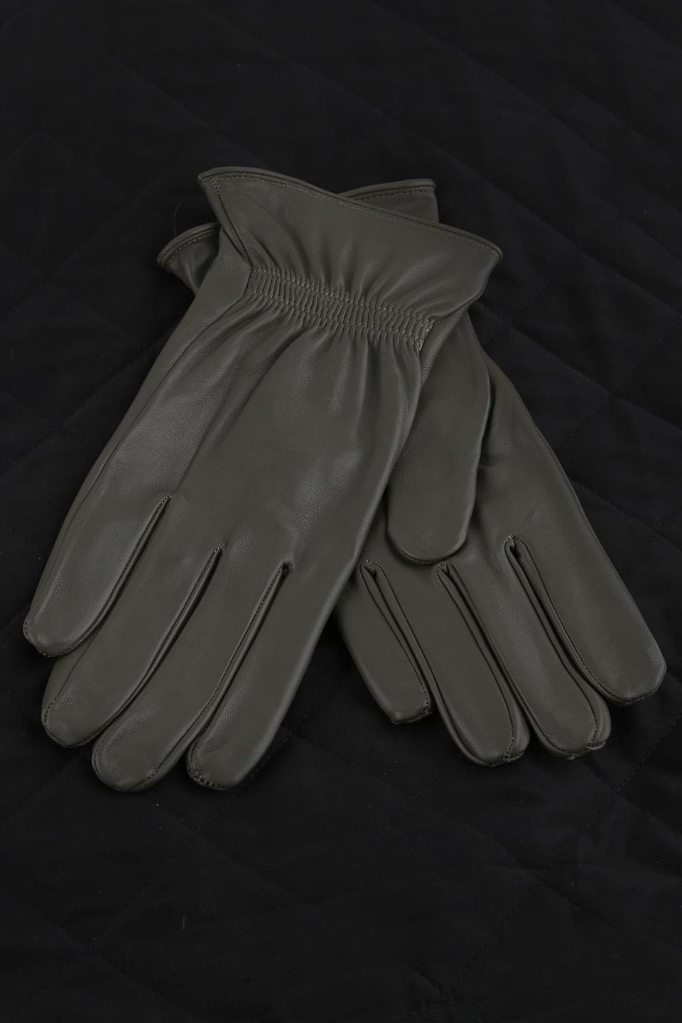 Yeşil Düz Hakiki Deri Erkek Eldiven EL36