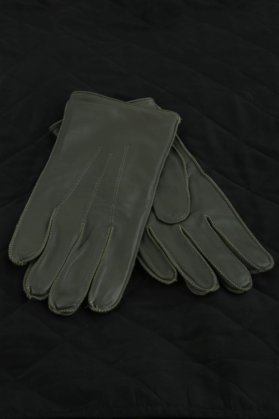 Yeşil Düz Hakiki Deri Erkek Eldiven EL30