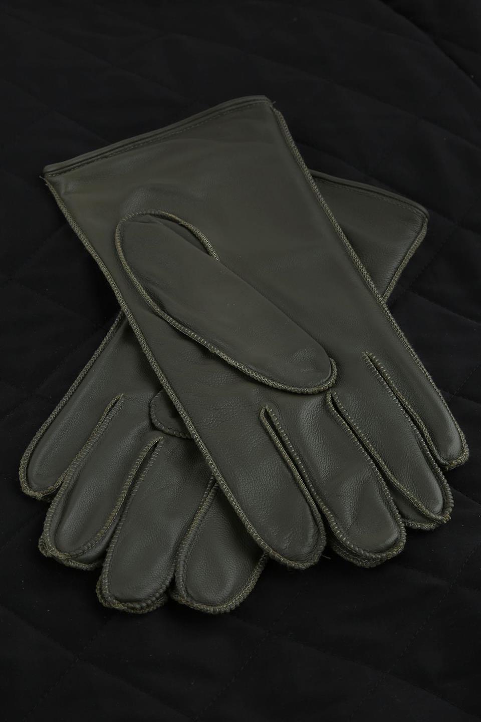 Yeşil Düz Hakiki Deri Erkek Eldiven EL30