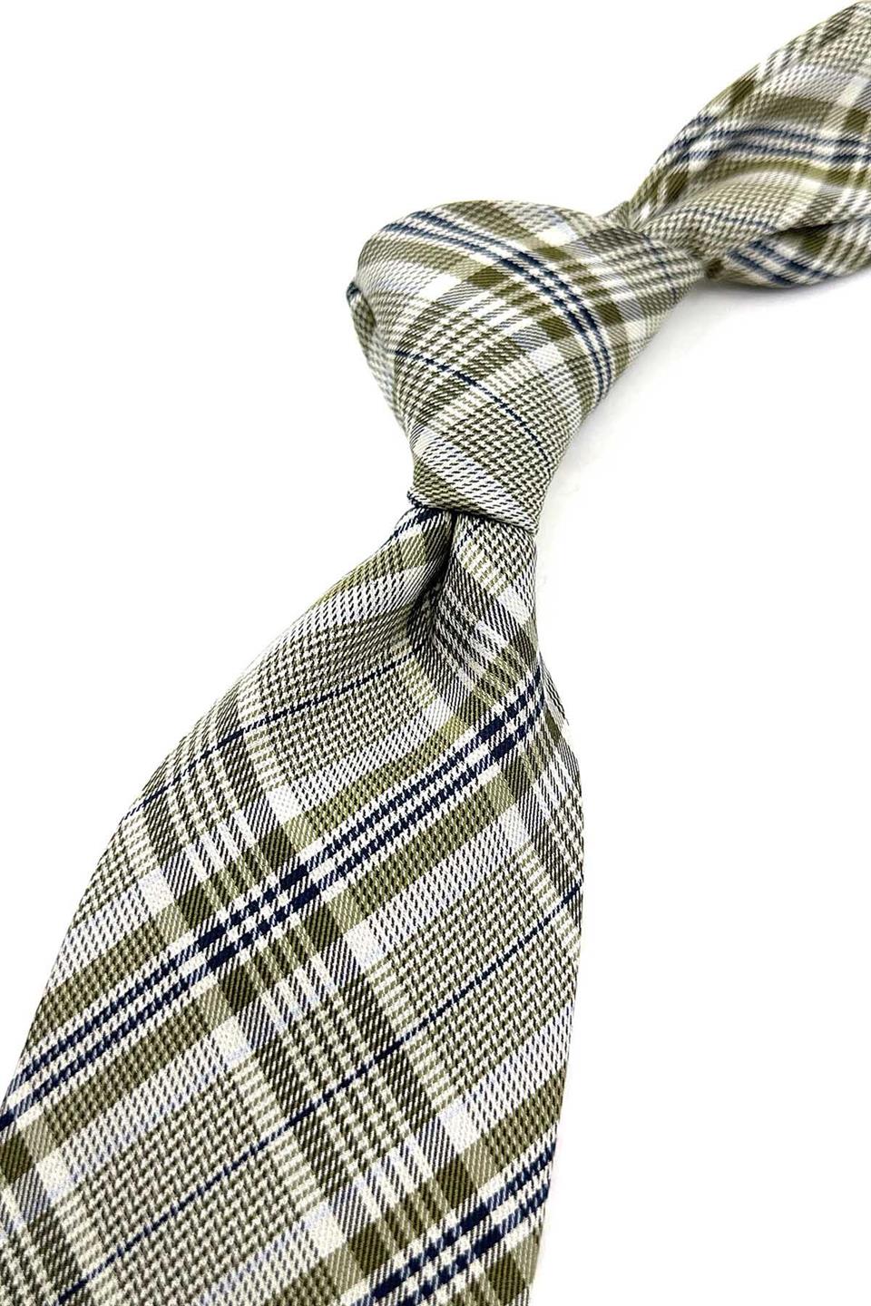 Yeşil Ekose Desen İtalyan İpek Kravat İK1679
