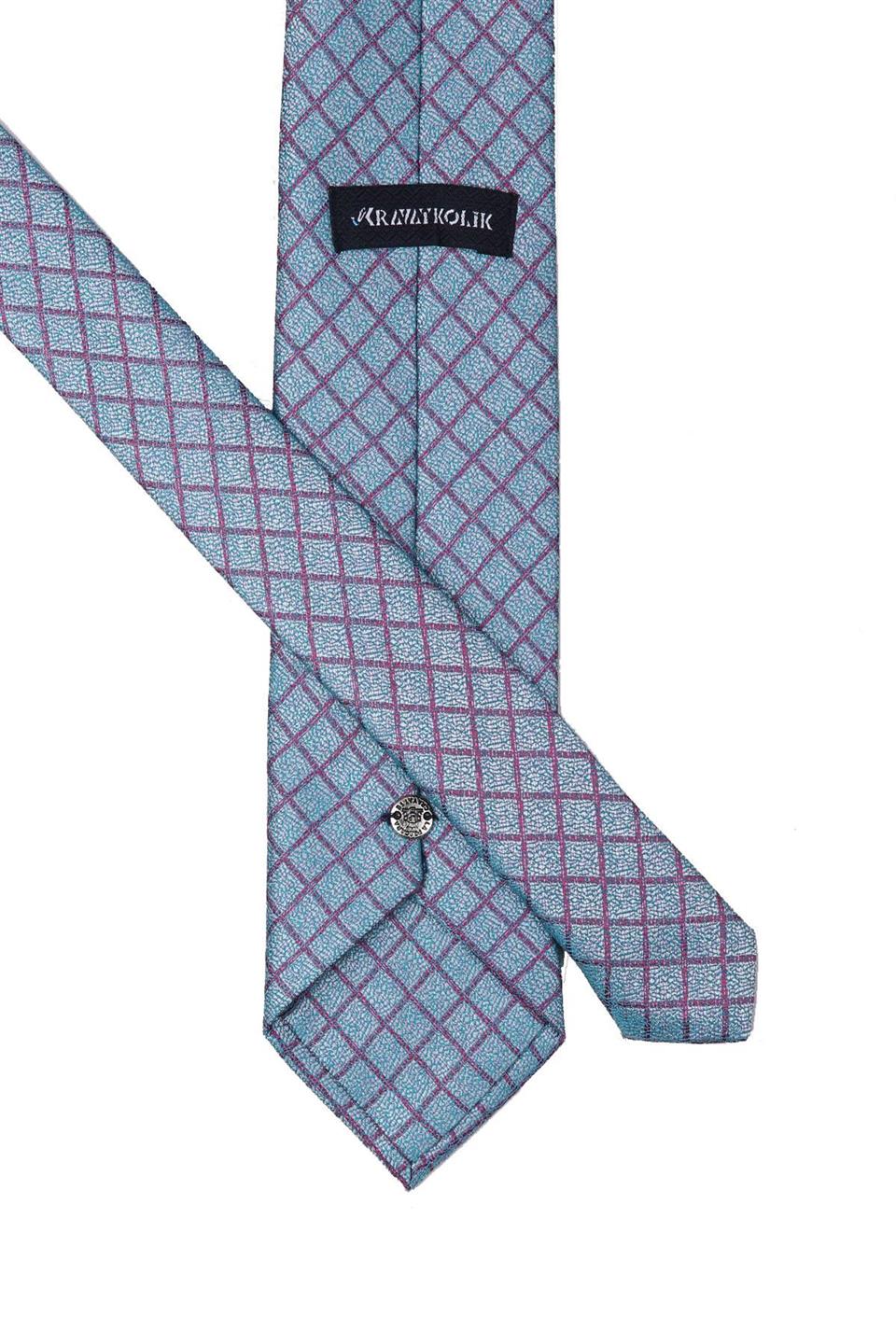 Yeşil Ekose Desen Mendilli Klasik Kravat KK10379