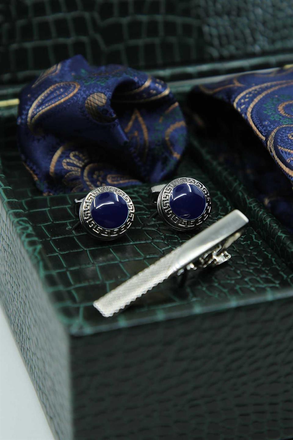 Yeşil Erkek Hediye Kutusu - Kravat Kol Düğmesi Kravat İğnesi KMK145