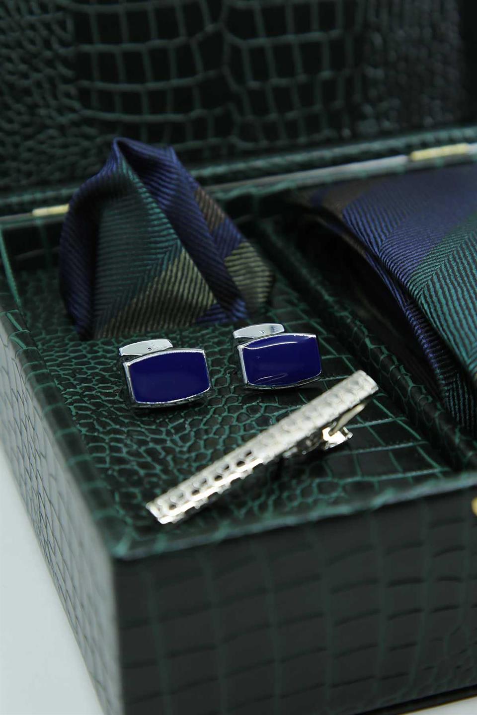 Yeşil Erkek Hediye Kutusu - Kravat Kol Düğmesi Kravat İğnesi KMK147