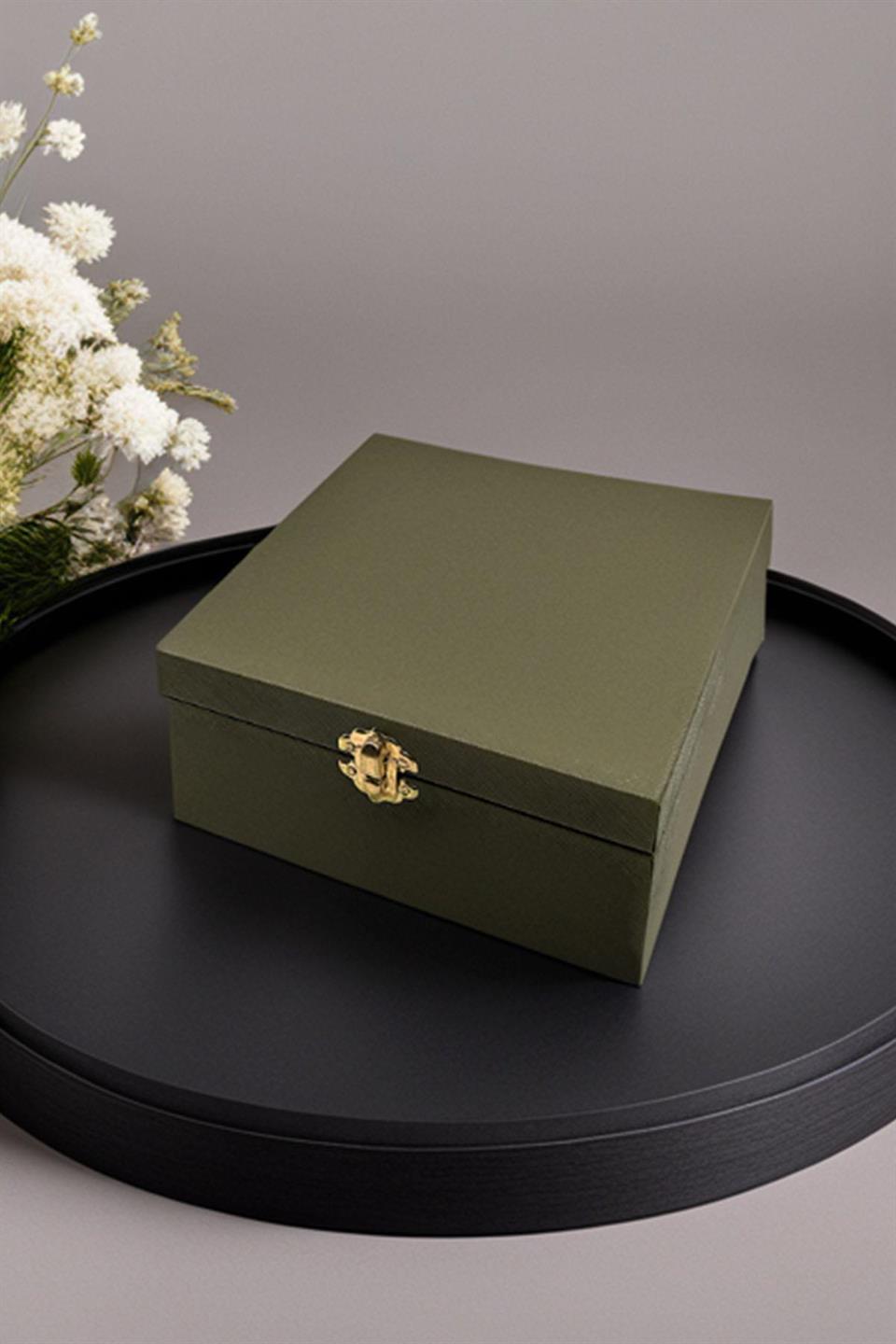 Yeşil Erkek Hediye Kutusu - Kravat Kol Düğmesi Kravat İğnesi KMK15