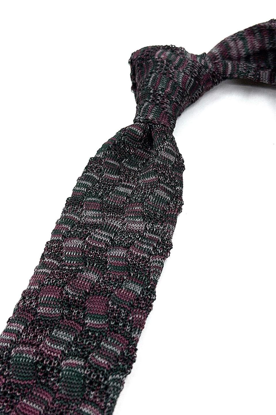 Yeşil - Gül Kurusu Motif Desen Örgü Kravat ÖR8359