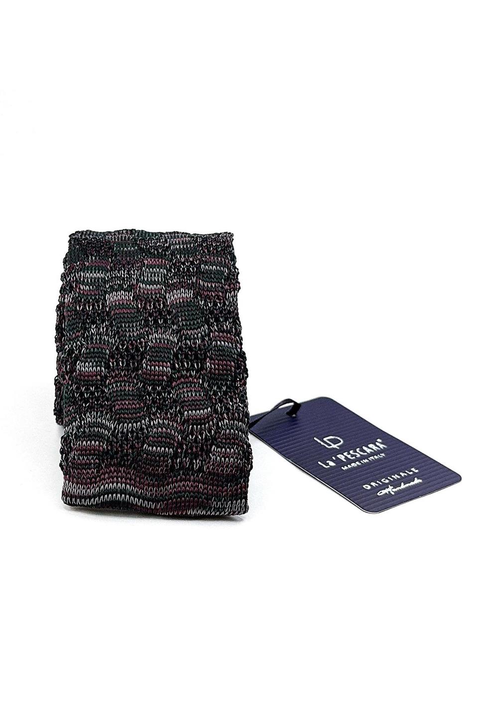 Yeşil - Gül Kurusu Motif Desen Örgü Kravat ÖR8359