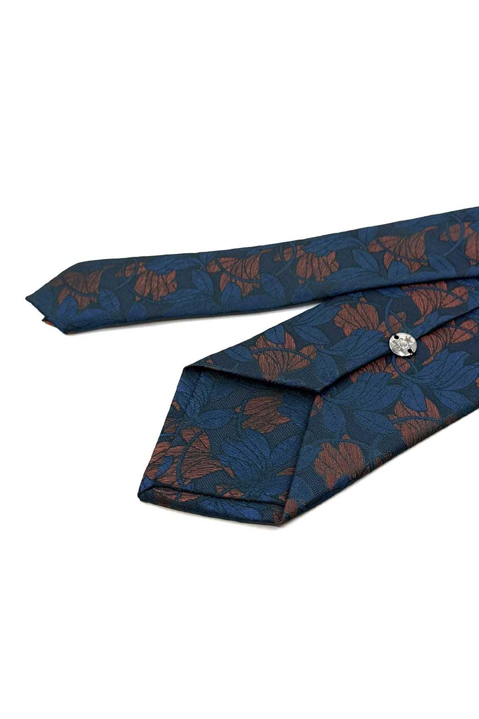 Yeşil - Kahve Çiçek Desen Mendilli Klasik Kravat KK12237