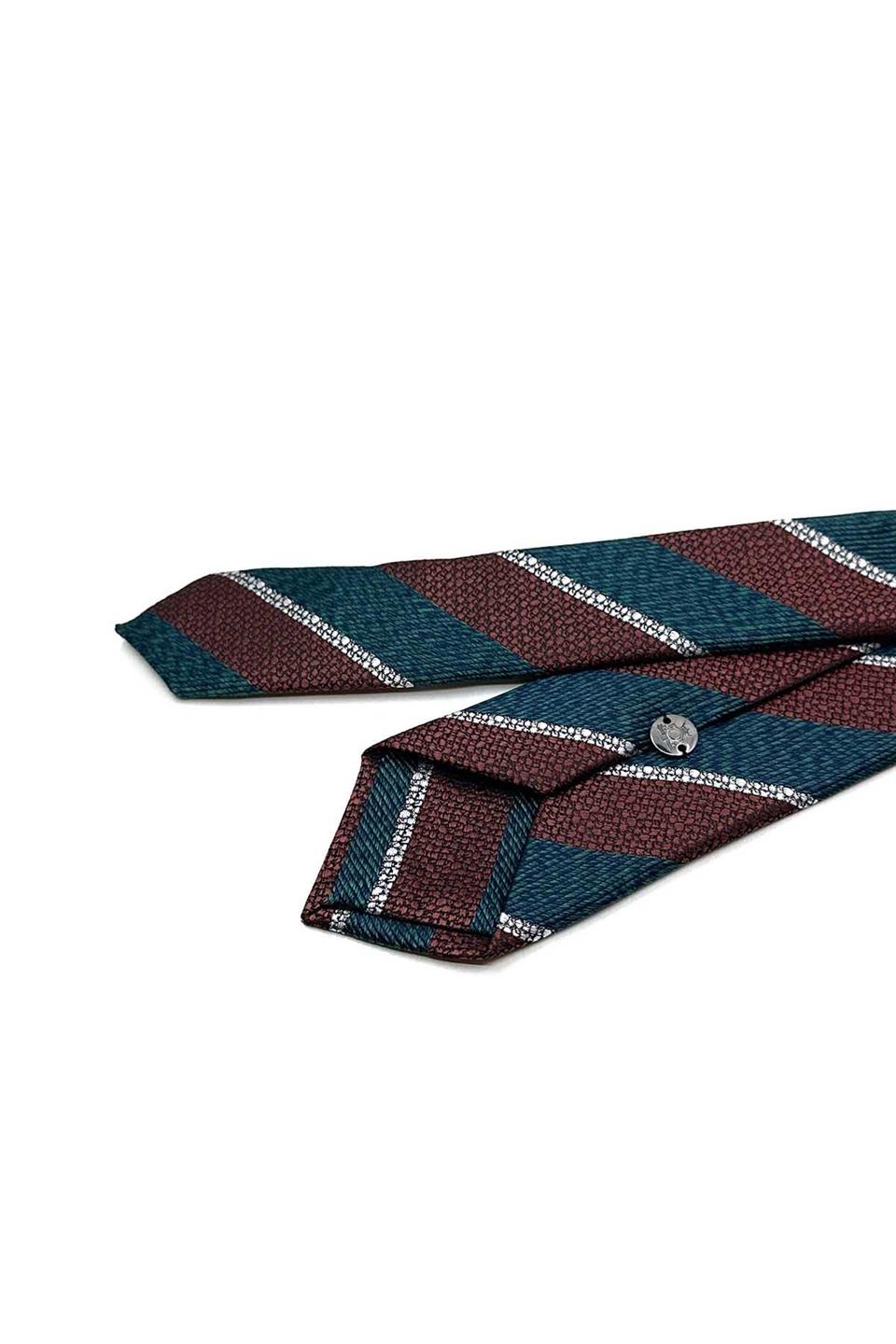 Yeşil - Kahve Çizgi Desen Slim Kravat SK8035