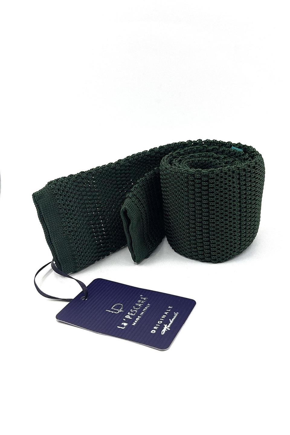 Yeşil Kendinden Desen Örgü Kravat ÖR8342