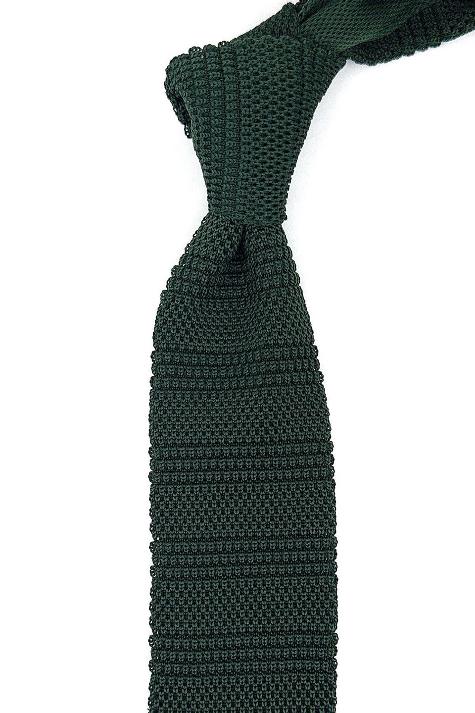 Yeşil Kendinden Desen Örgü Kravat ÖR8342