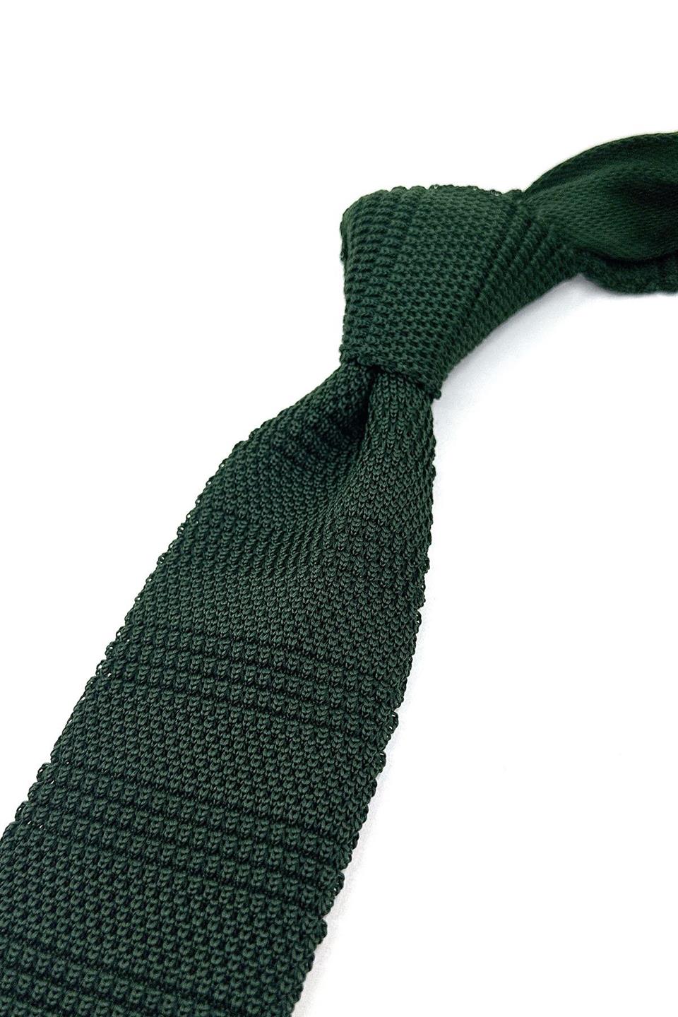 Yeşil Kendinden Desen Örgü Kravat ÖR8342
