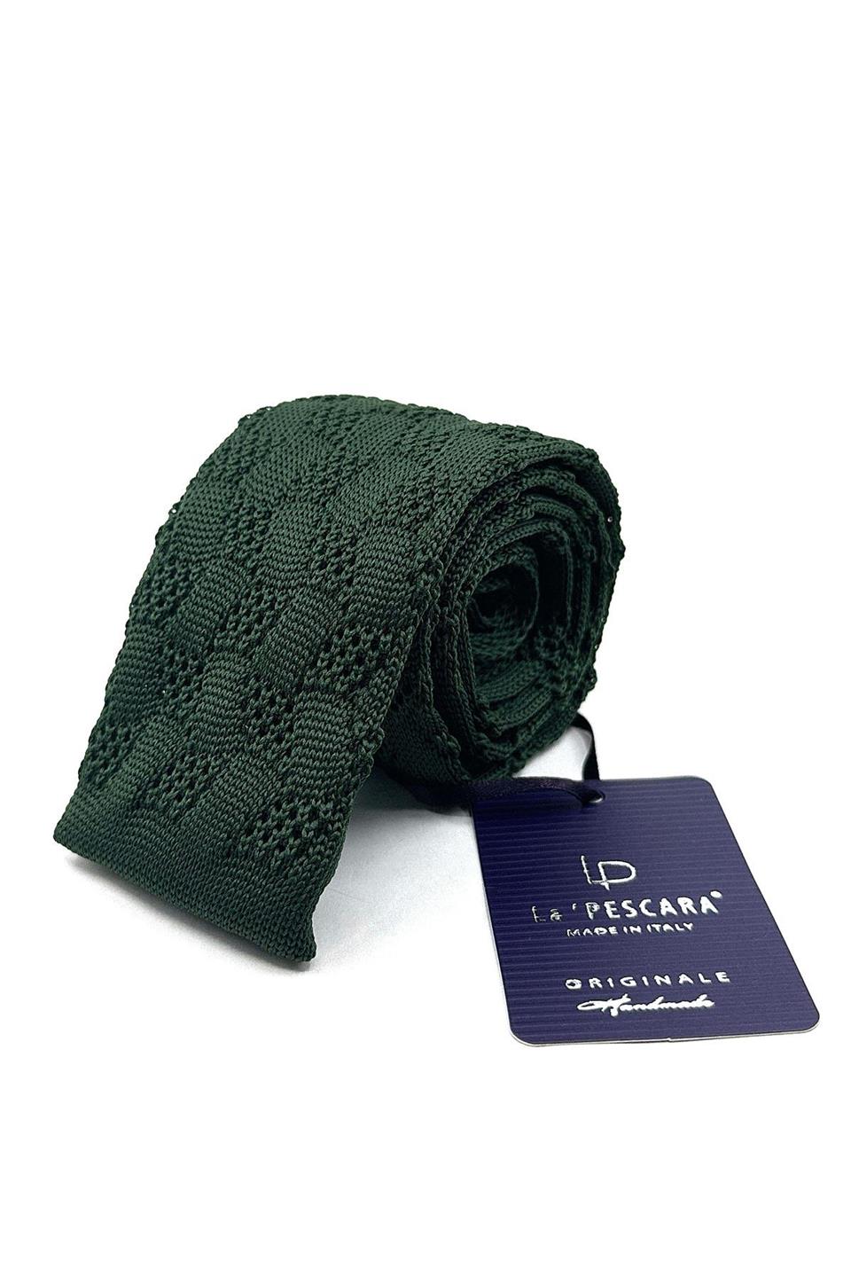 Yeşil Kendinden Desen Örgü Kravat ÖR8346