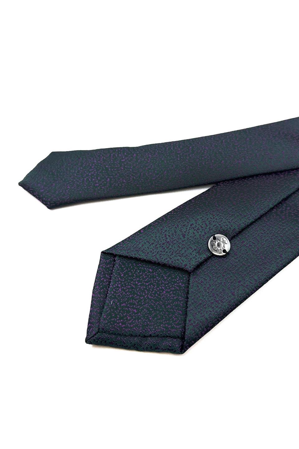 Yeşil Kendinden Desen Slim Kravat SK7693