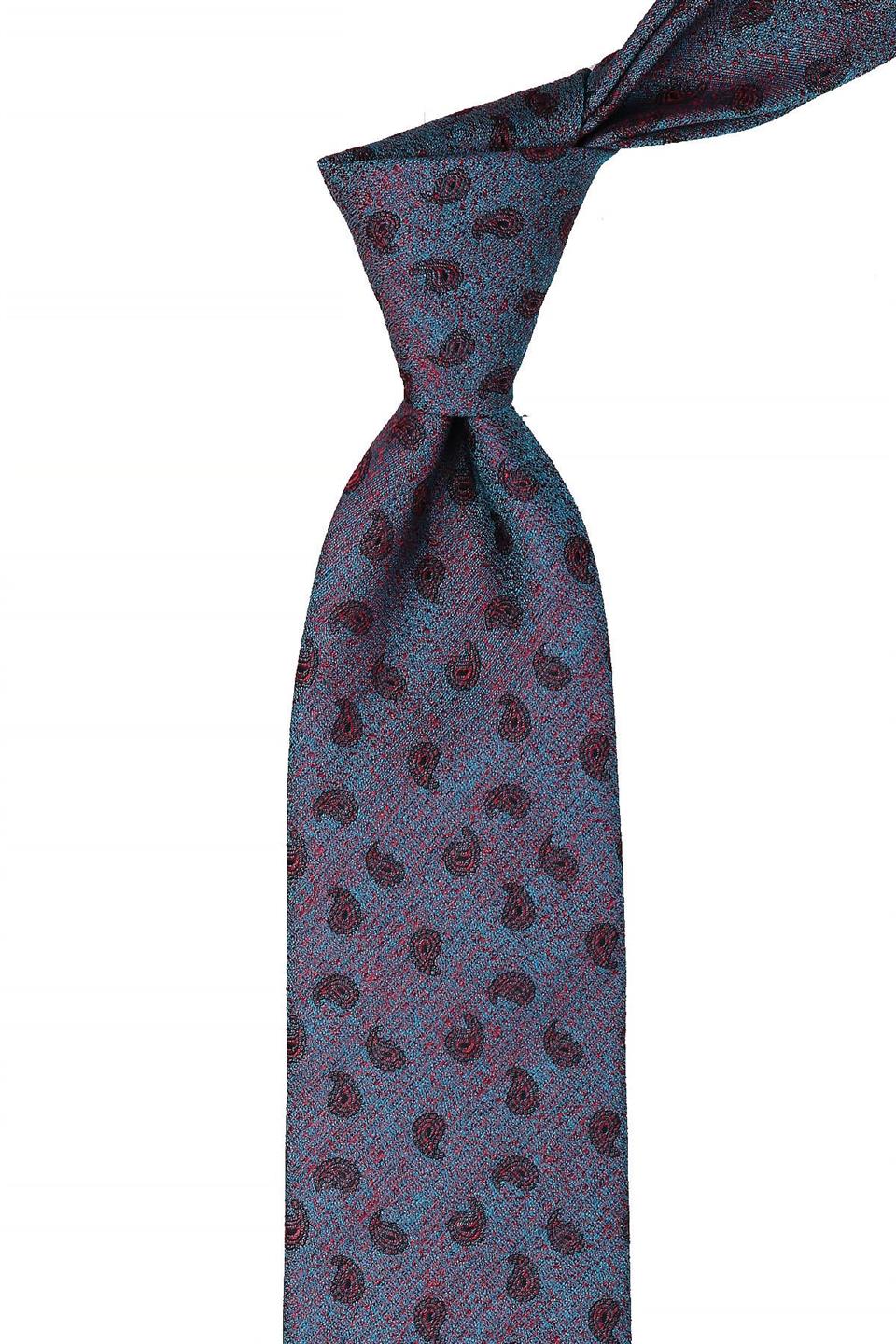 Yeşil - Kırmızı Şal Desen Mendilli Klasik Kravat KK10399