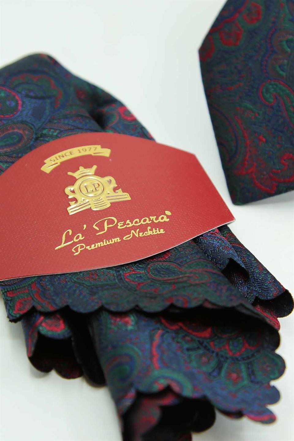 Yeşil - Kırmızı Şal Kravat