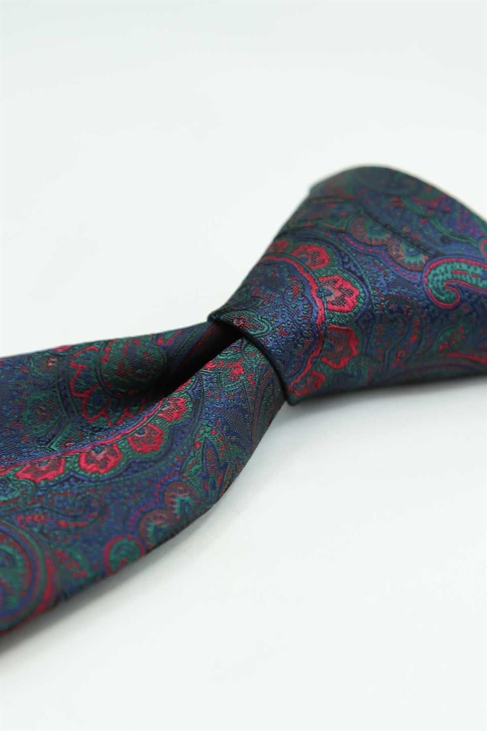 Yeşil - Kırmızı Şal Kravat