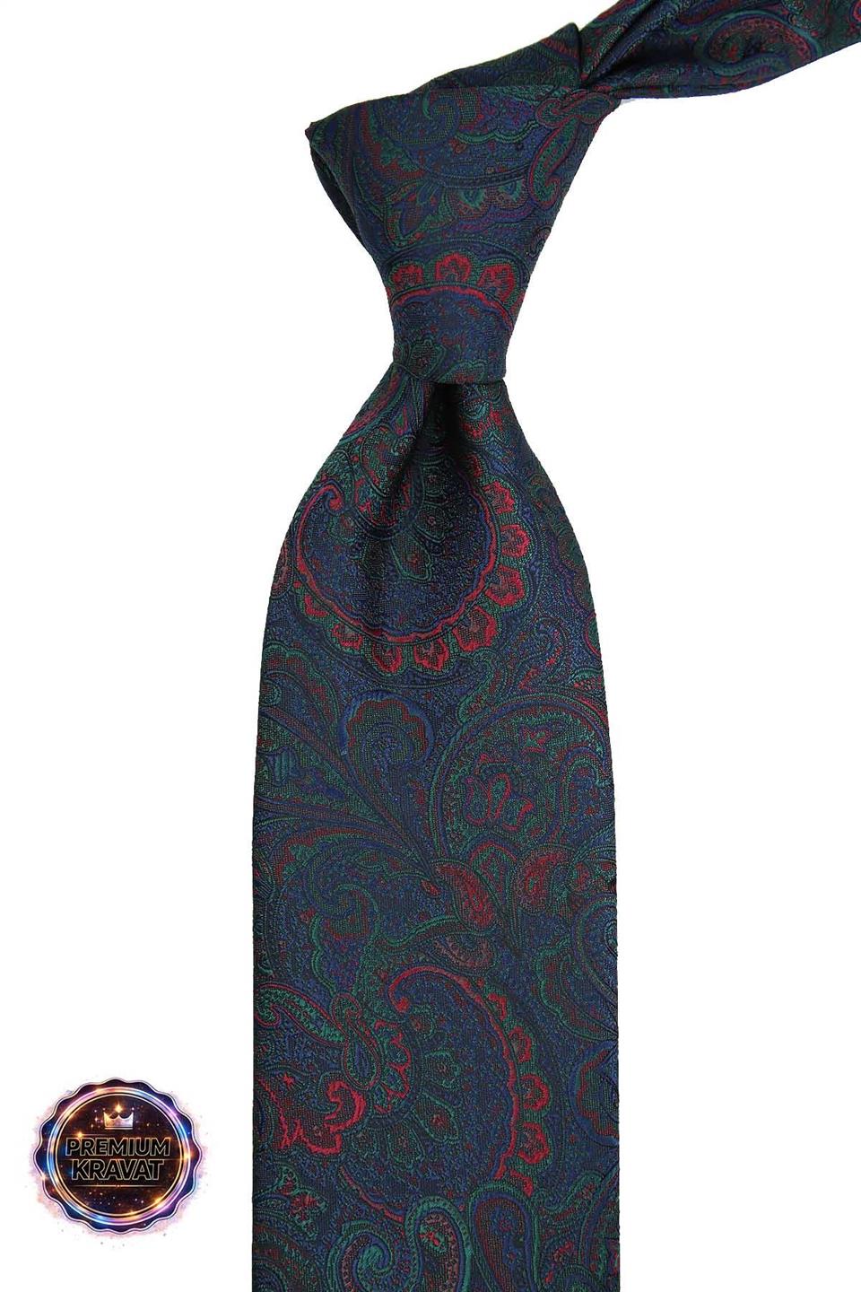 Yeşil - Kırmızı Şal Kravat