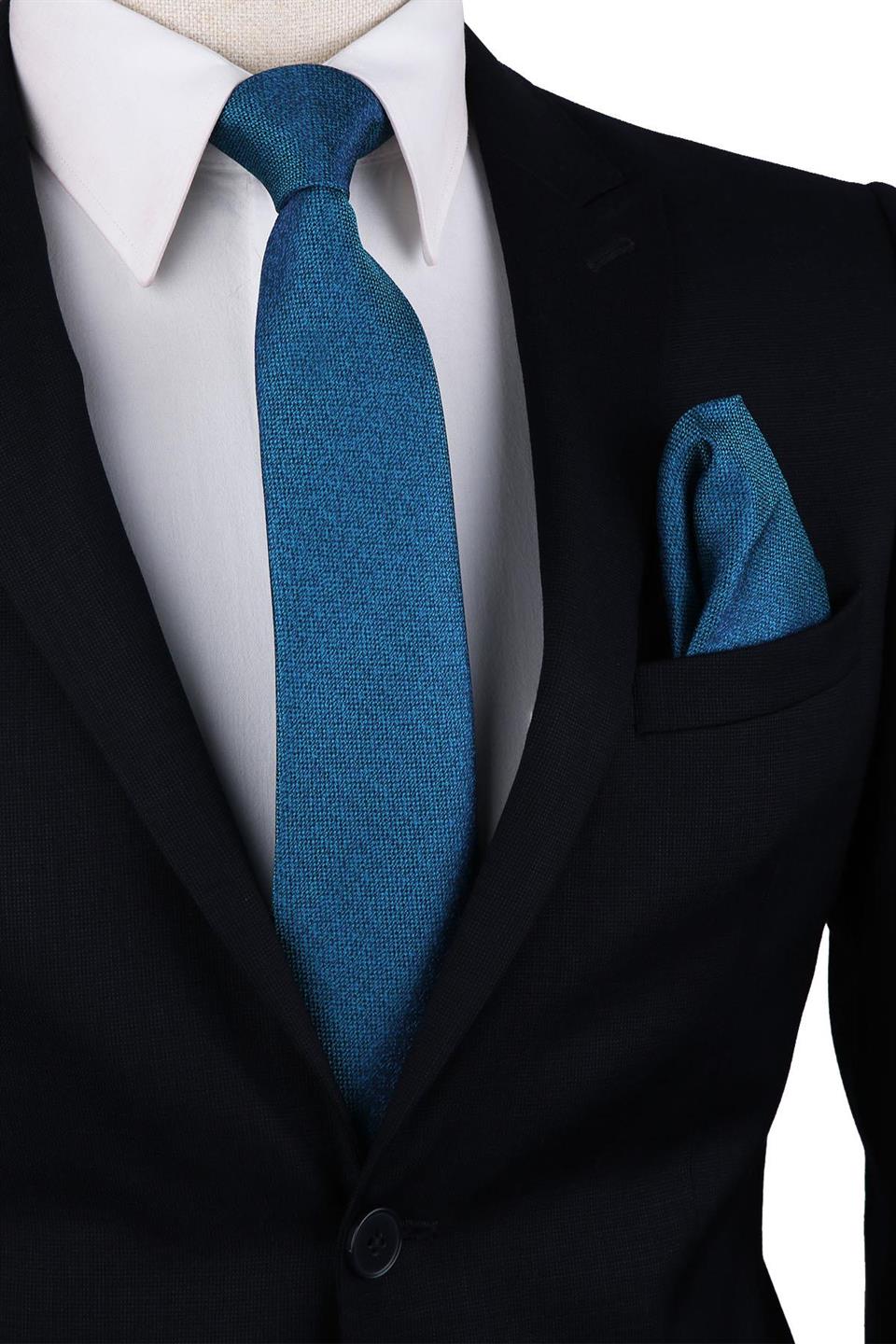 Yeşil Kum Desen Mendilli Klasik Kravat KK10208