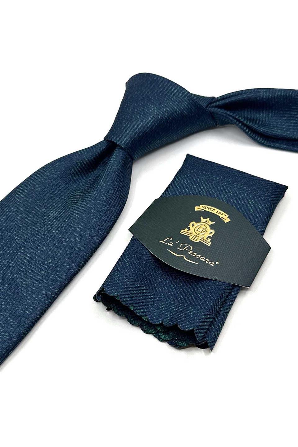 Yeşil Kum Desen Mendilli Klasik Kravat KK13570