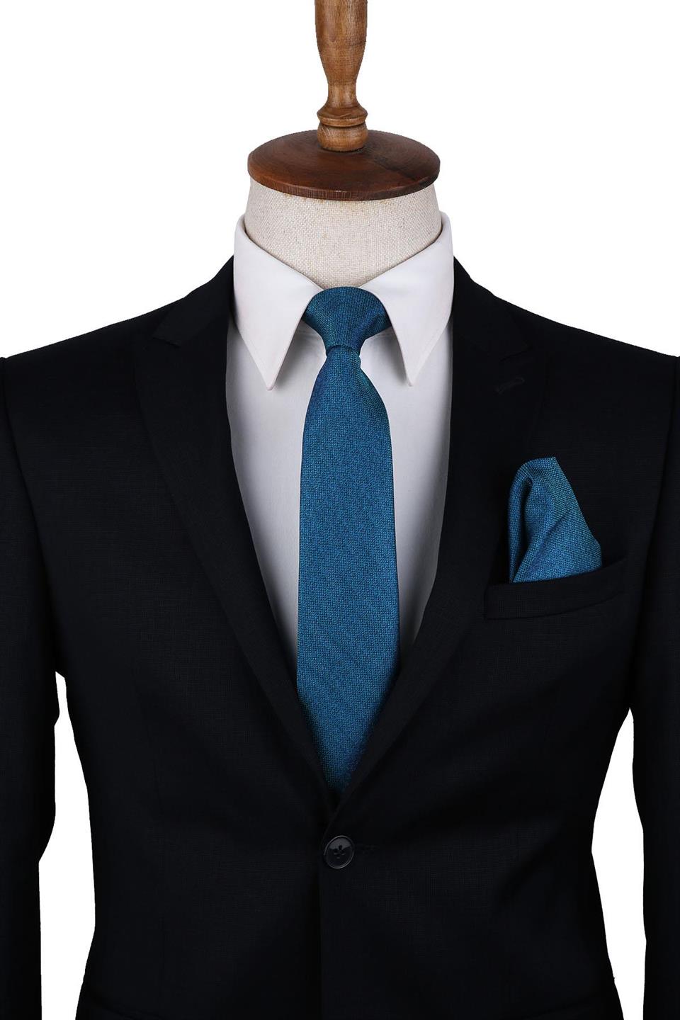 Yeşil Kum Desen Mendilli Klasik Kravat KK10208