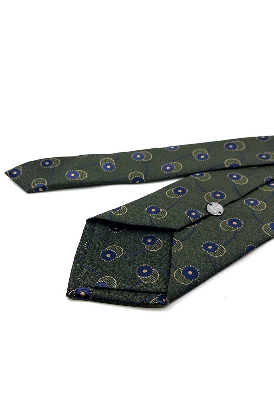 Yeşil Lacivert Motif Desen Mendilli Klasik Kravat KK13980