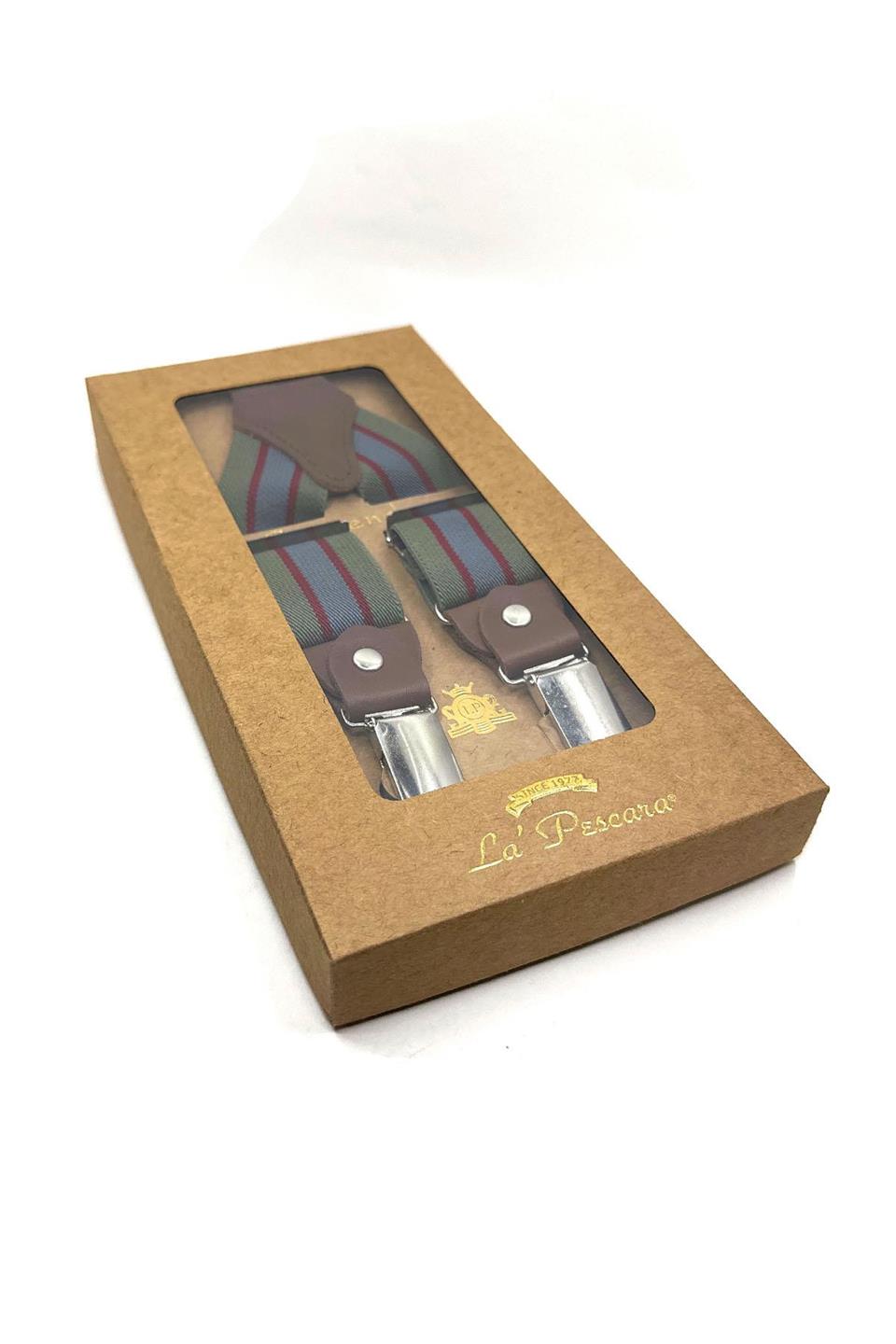 Yeşil - Mavi Renk Deri Bağlantılı Erkek Pantolon Askısı PAN256