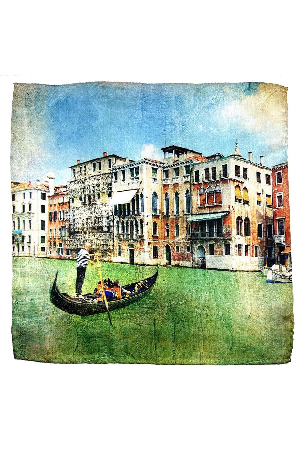 Yeşil - Mavi Venedik Motif Erkek Cep Mendili SPS642-122