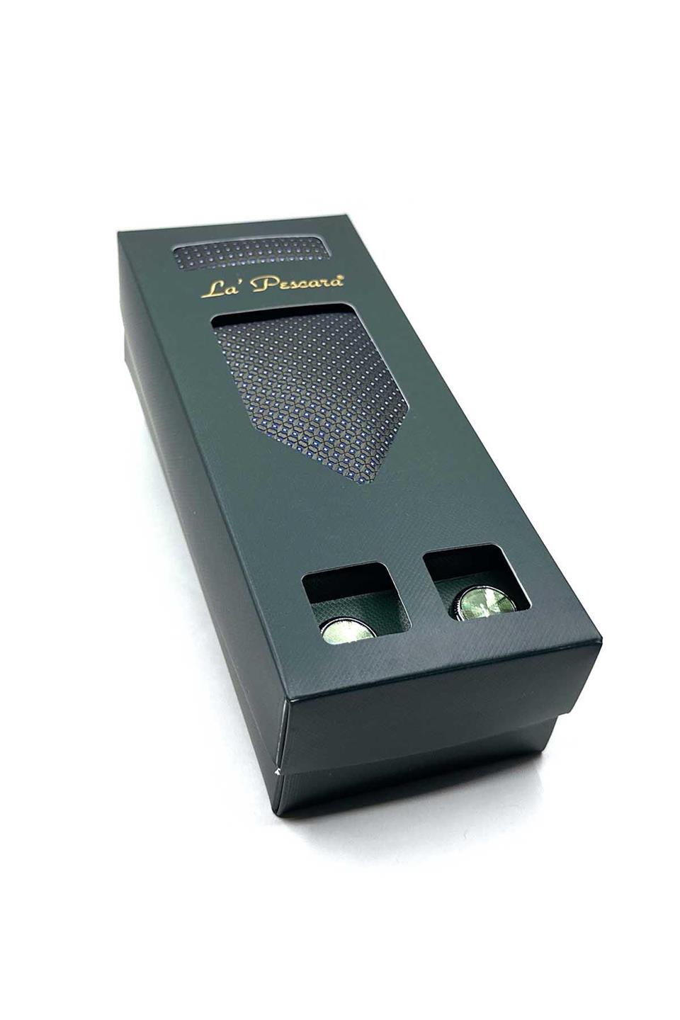 Yeşil Mendilli Kravat Yeşil Kol Düğmesi Hediye Seti OS589