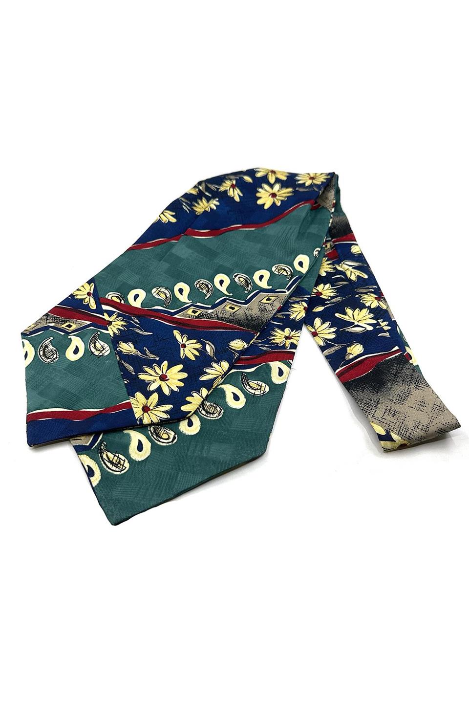 Yeşil Motif Desen Erkek Ascot Fular K642