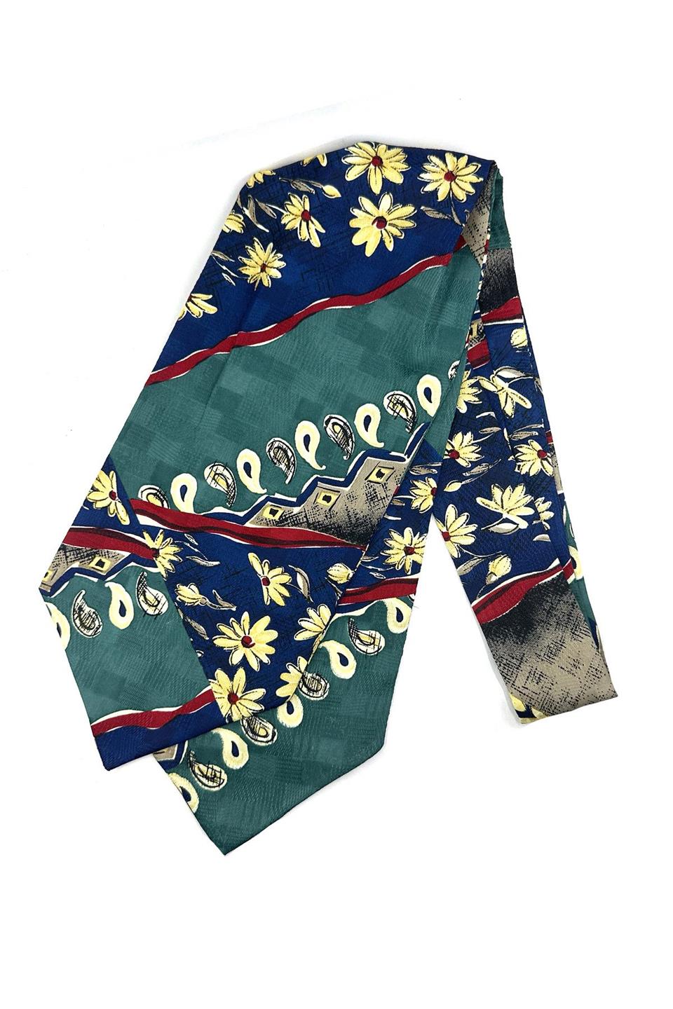 Yeşil Motif Desen Erkek Ascot Fular K642