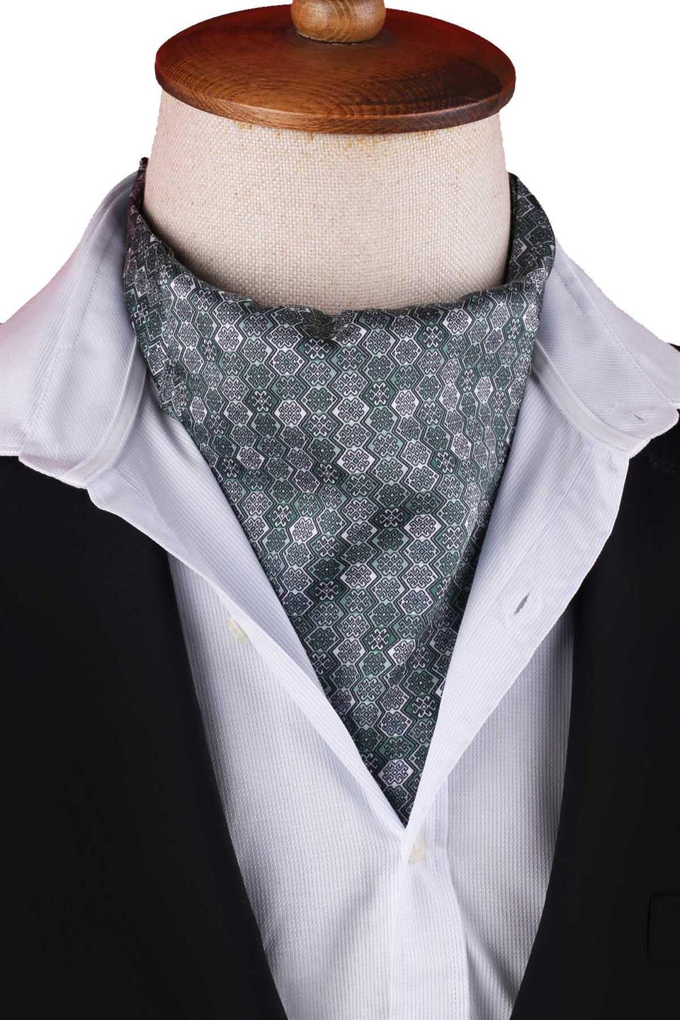 Yeşil Motif Desen Erkek Fular Ascot K664