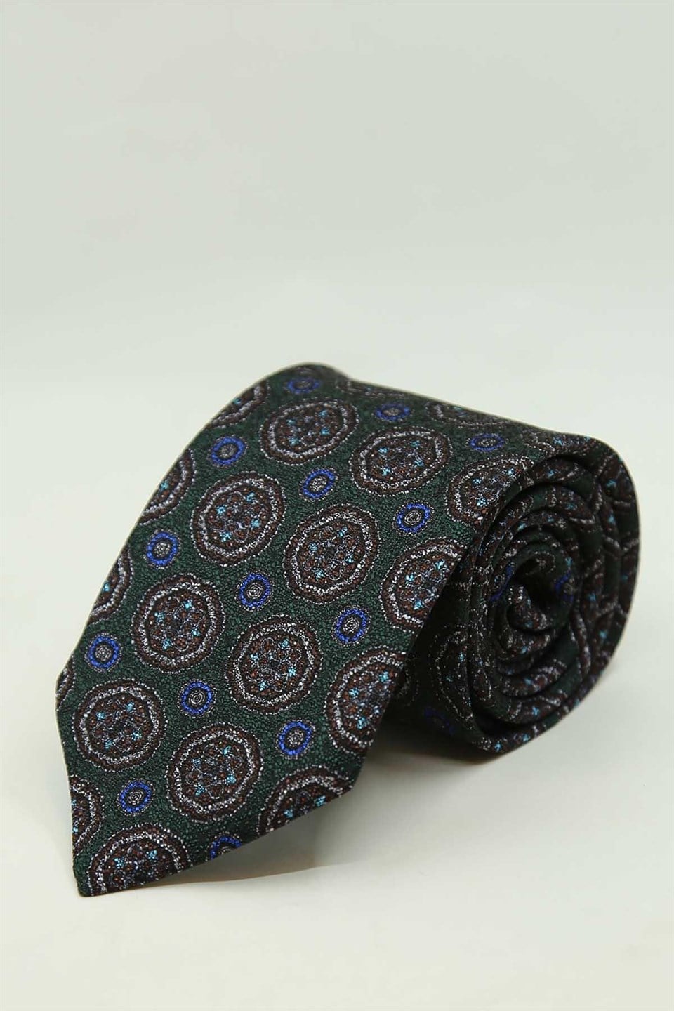 Yeşil Motif Desen İtalyan İpek Kravat İK2493