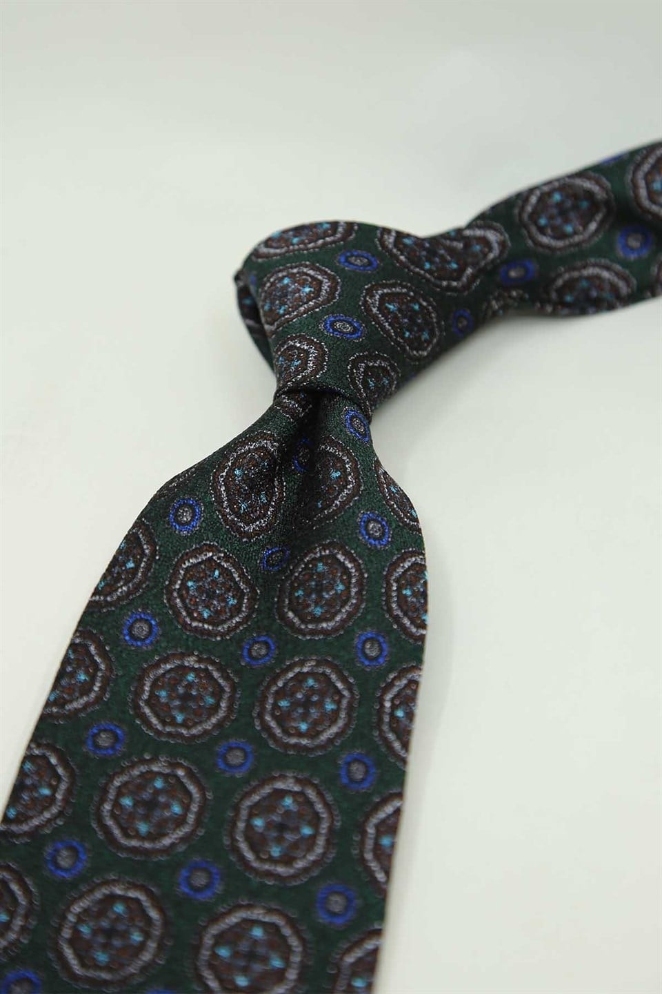 Yeşil Motif Desen İtalyan İpek Kravat İK2493