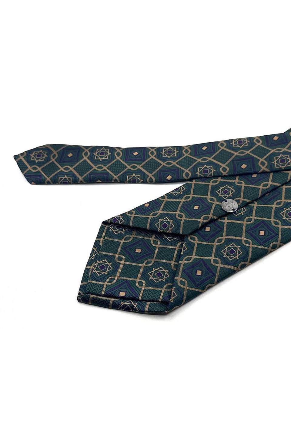 Yeşil Motif Desen Mendilli Klasik Kravat KK13770