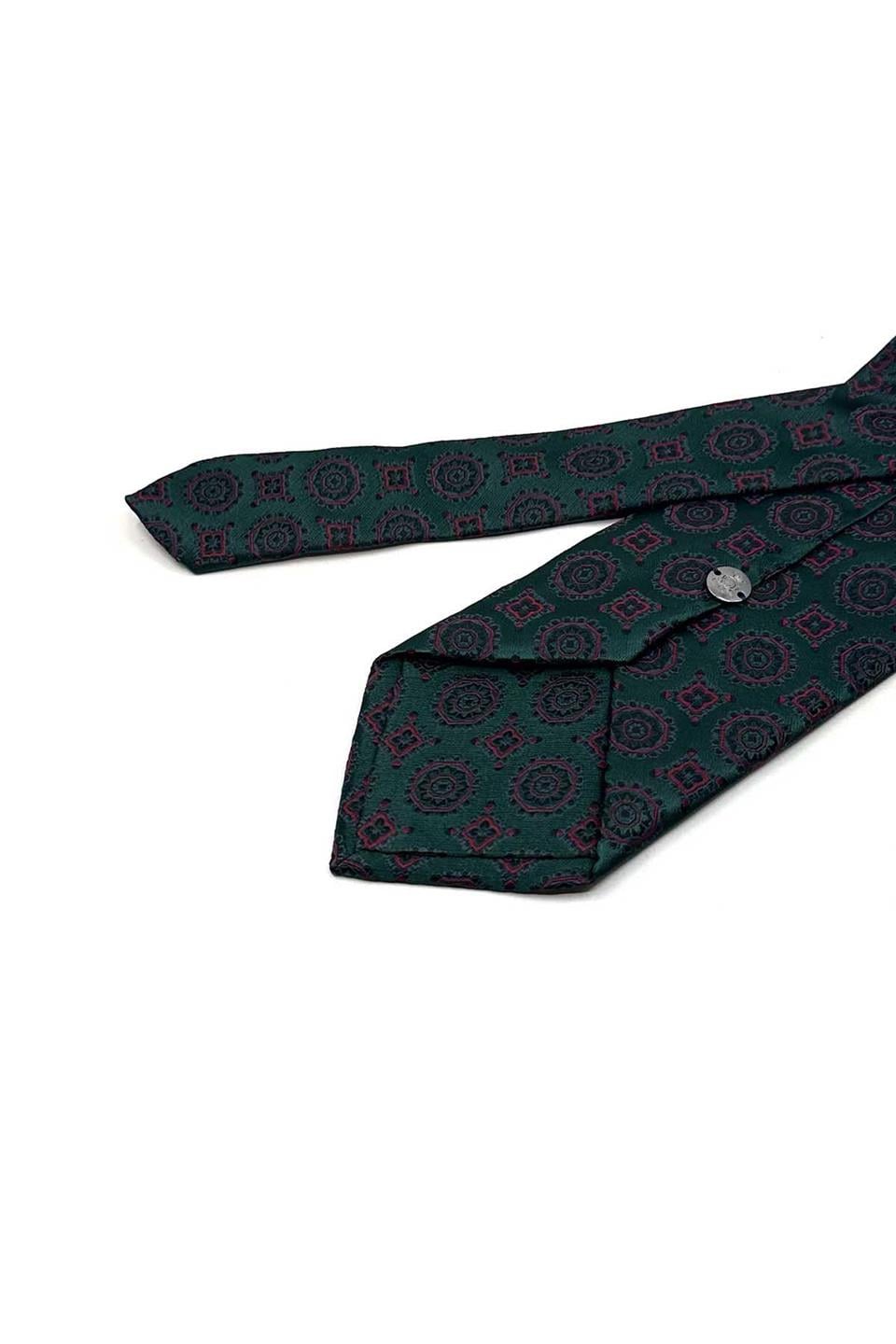 Yeşil Motif Desen Mendilli Klasik Kravat KK13575