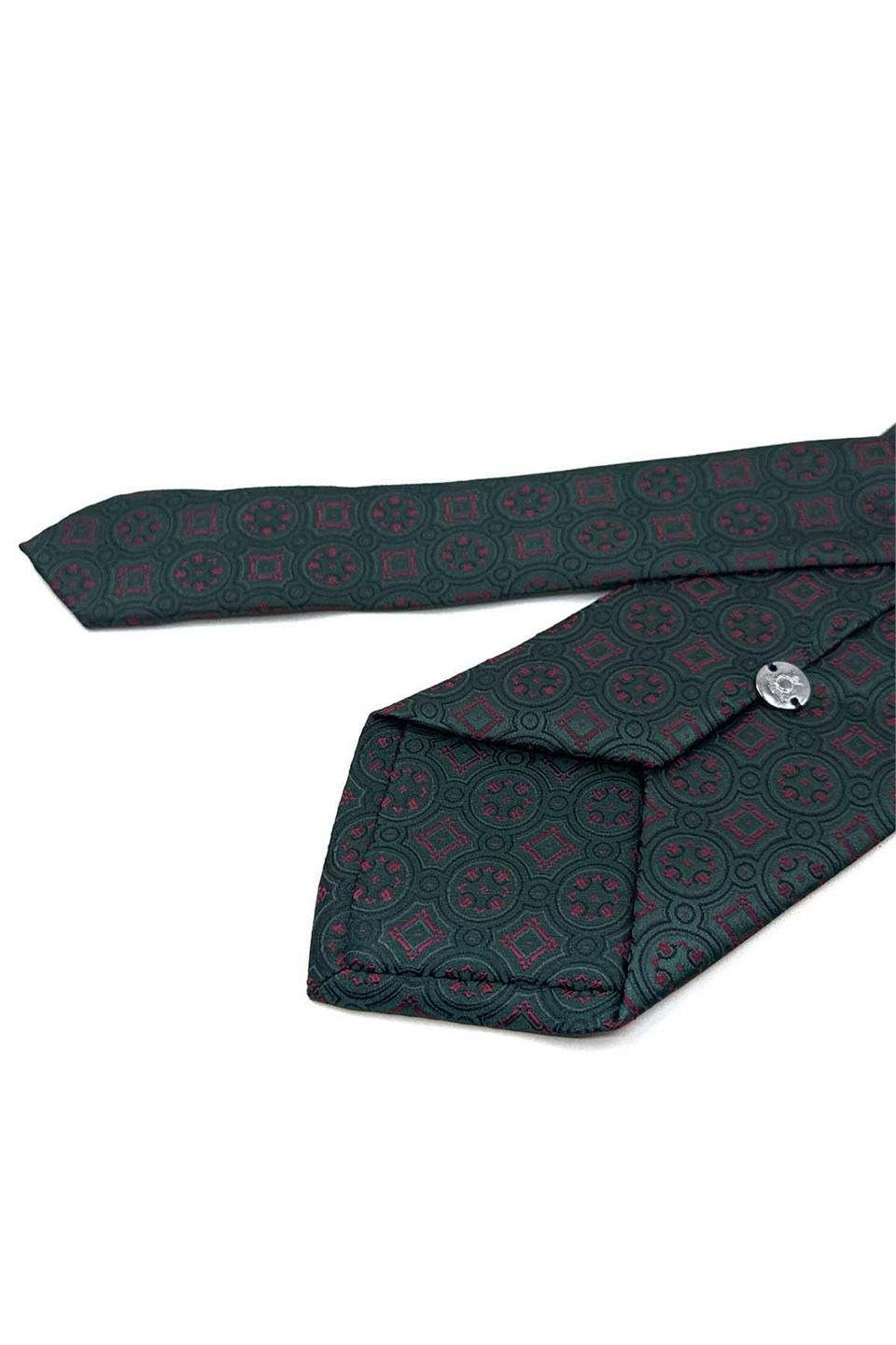 Yeşil Motif Desen Mendilli Klasik Kravat KK13997