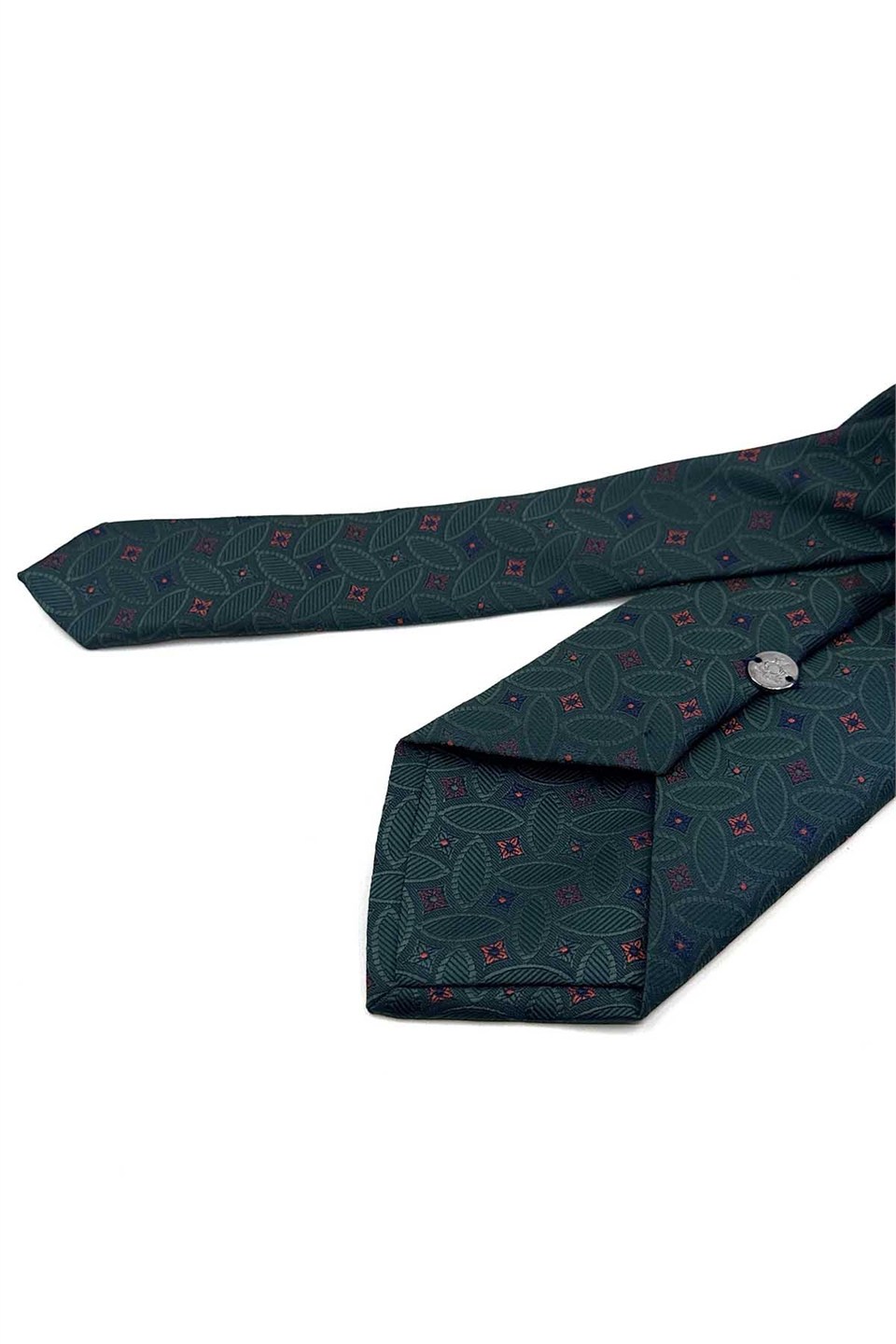 Yeşil Motif Desen Mendilli Klasik Kravat KK13984